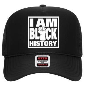 I Am Black History Proud African American High Crown Mesh Back Trucker Hat