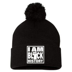 I Am Black History Proud African American Pom Pom 12in Knit Beanie