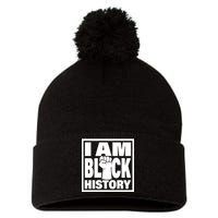 I Am Black History Proud African American Pom Pom 12in Knit Beanie