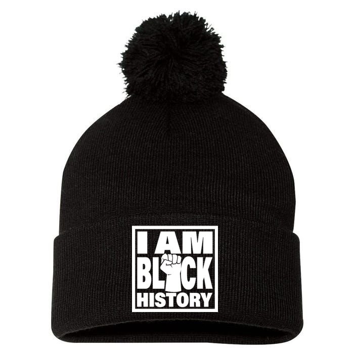 I Am Black History Proud African American Pom Pom 12in Knit Beanie