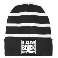 I Am Black History Proud African American Striped Beanie with Solid Band