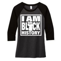 I Am Black History Proud African American Women's Tri-Blend 3/4-Sleeve Raglan Shirt