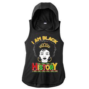 I Am Black History Royal Black Woman Ladies PosiCharge Tri-Blend Wicking Draft Hoodie Tank