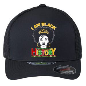 I Am Black History Royal Black Woman Flexfit Unipanel Trucker Cap