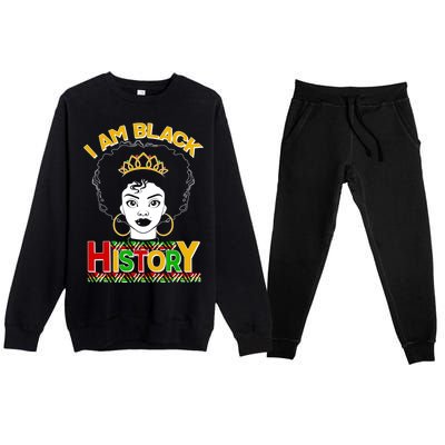 I Am Black History Royal Black Woman Premium Crewneck Sweatsuit Set