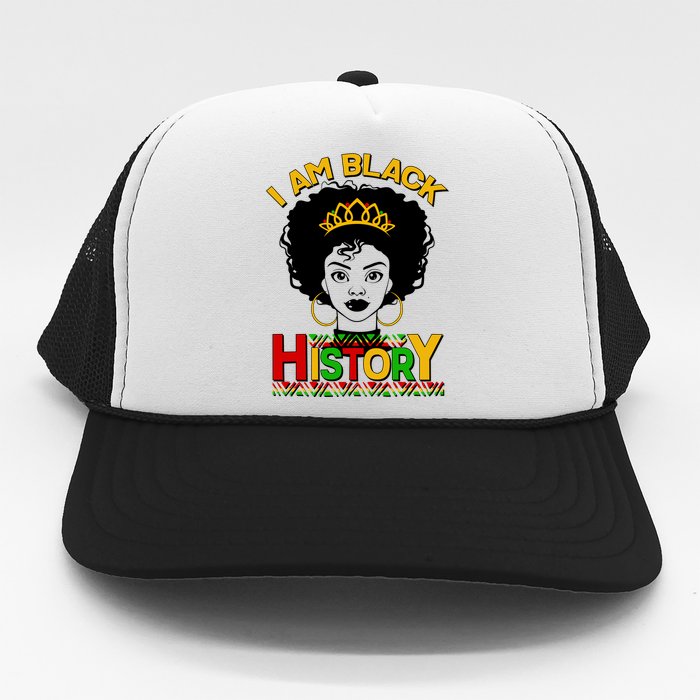 I Am Black History Royal Black Woman Trucker Hat