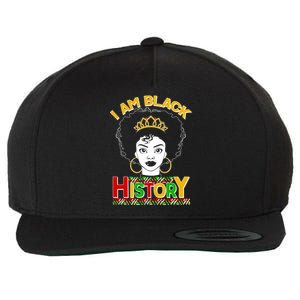 I Am Black History Royal Black Woman Wool Snapback Cap