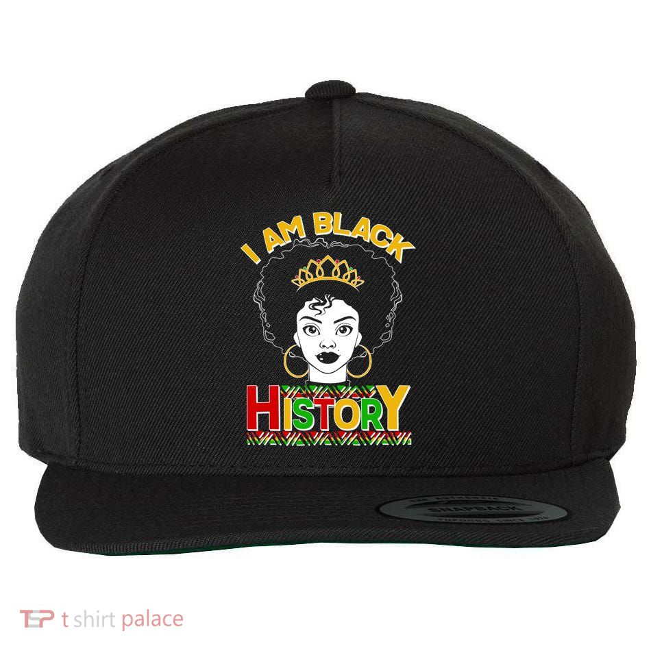 I Am Black History Royal Black Woman Wool Snapback Cap