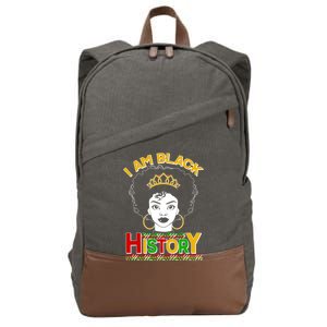 I Am Black History Royal Black Woman Cotton Canvas Backpack