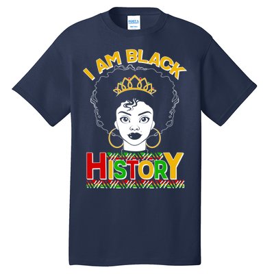 I Am Black History Royal Black Woman Tall T-Shirt