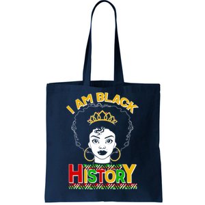 I Am Black History Royal Black Woman Tote Bag