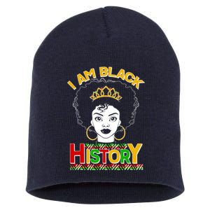 I Am Black History Royal Black Woman Short Acrylic Beanie