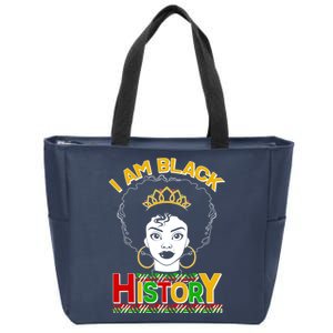 I Am Black History Royal Black Woman Zip Tote Bag