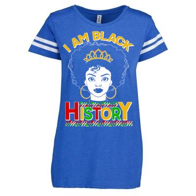 I Am Black History Royal Black Woman Enza Ladies Jersey Football T-Shirt