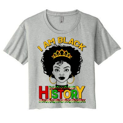 I Am Black History Royal Black Woman Women's Crop Top Tee