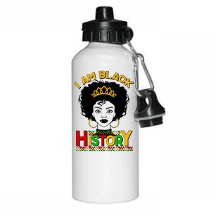 I Am Black History Royal Black Woman Aluminum Water Bottle