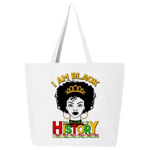 I Am Black History Royal Black Woman 25L Jumbo Tote