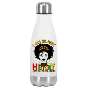 I Am Black History Royal Black Woman Stainless Steel Insulated Water Bottle