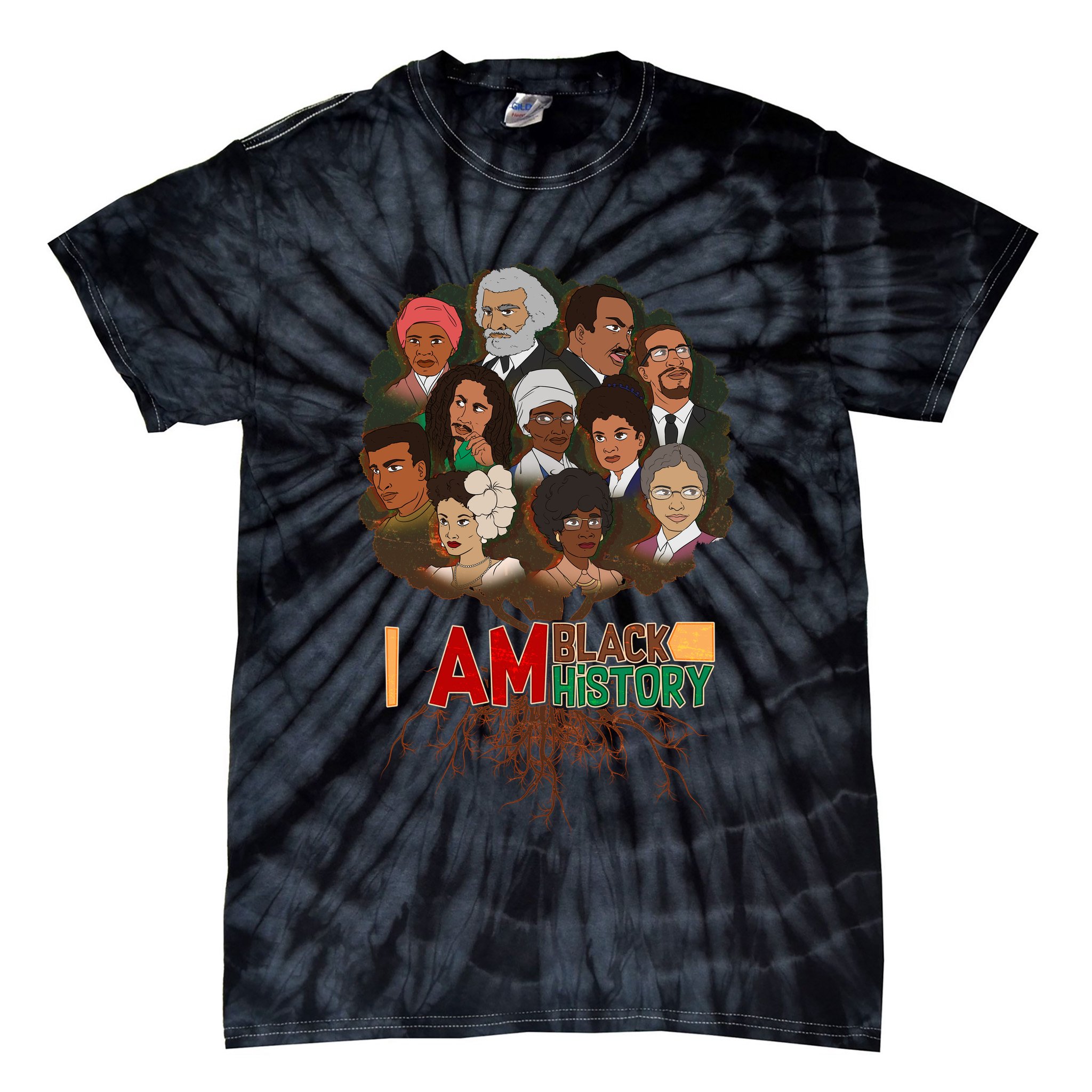 I Am Black History Tree Roots Tie-Dye T-Shirt