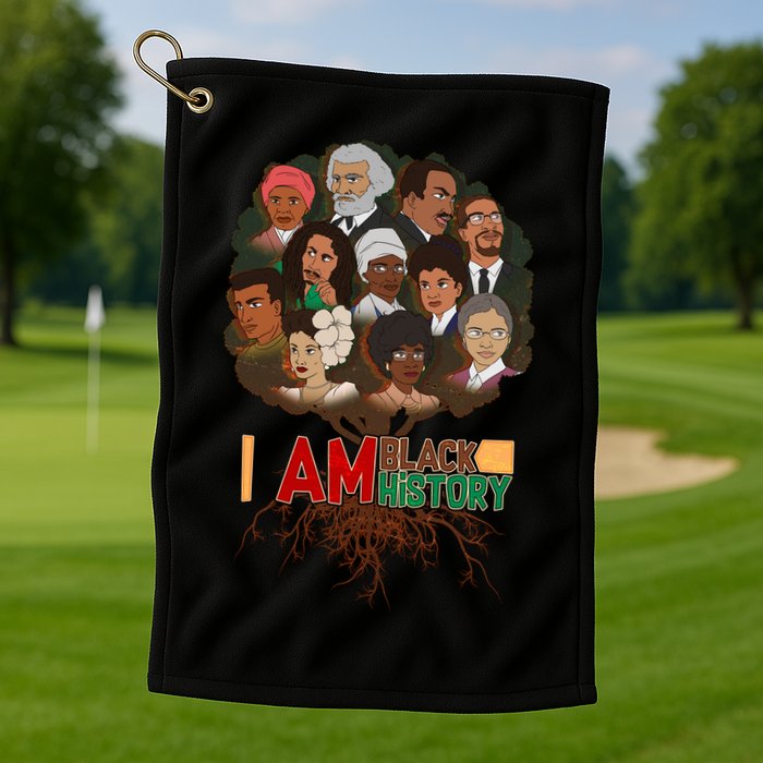 I Am Black History Tree Roots Golf Towel