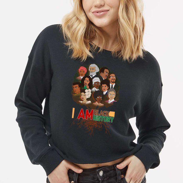 I Am Black History Tree Roots Cropped Pullover Crew