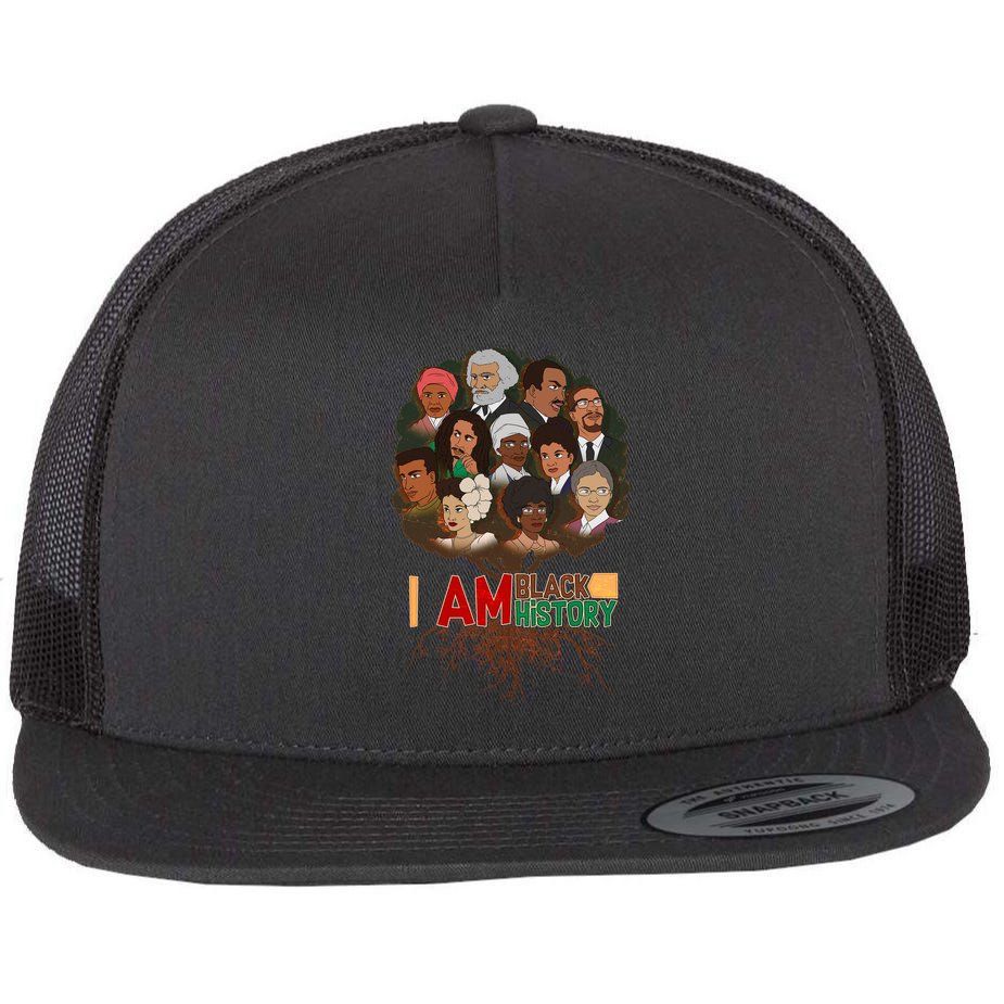 I Am Black History Tree Roots Flat Bill Trucker Hat