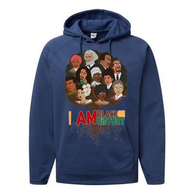 I Am Black History Tree Roots Performance Fleece Hoodie