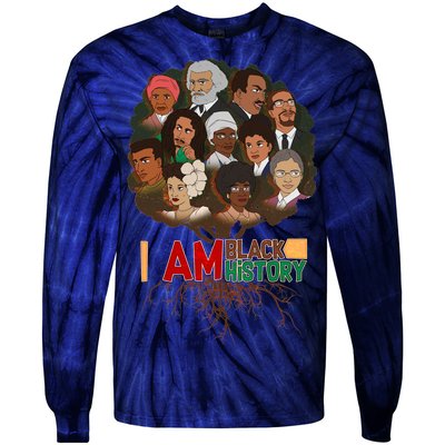 I Am Black History Tree Roots Tie-Dye Long Sleeve Shirt