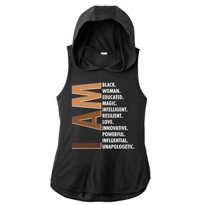 I Am Black Woman Educated Black History Month Ladies PosiCharge Tri-Blend Wicking Draft Hoodie Tank