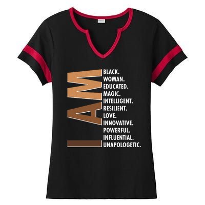 I Am Black Woman Educated Black History Month Ladies Halftime Notch Neck Tee