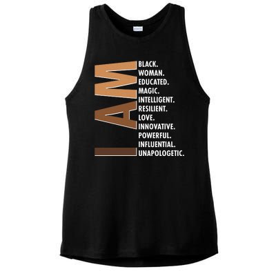 I Am Black Woman Educated Black History Month Ladies PosiCharge Tri-Blend Wicking Tank