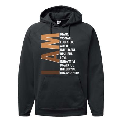 I Am Black Woman Educated Black History Month Performance Fleece Hoodie