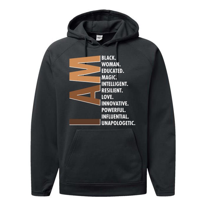 I Am Black Woman Educated Black History Month Performance Fleece Hoodie