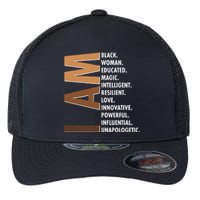 I Am Black Woman Educated Black History Month Flexfit Unipanel Trucker Cap