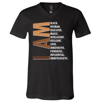 I Am Black Woman Educated Black History Month V-Neck T-Shirt