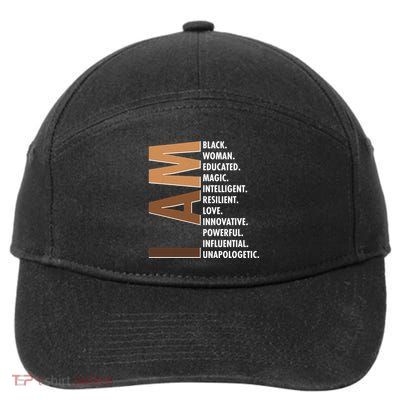 I Am Black Woman Educated Black History Month 7-Panel Snapback Hat