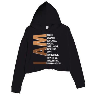 I Am Black Woman Educated Black History Month Crop Fleece Hoodie