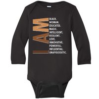 I Am Black Woman Educated Black History Month Baby Long Sleeve Bodysuit