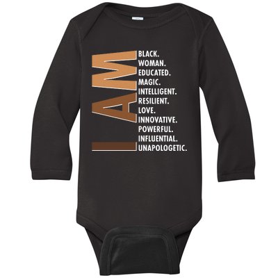 I Am Black Woman Educated Black History Month Baby Long Sleeve Bodysuit