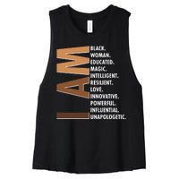 I Am Black Woman Educated Black History Month Women's Racerback Cropped Tank