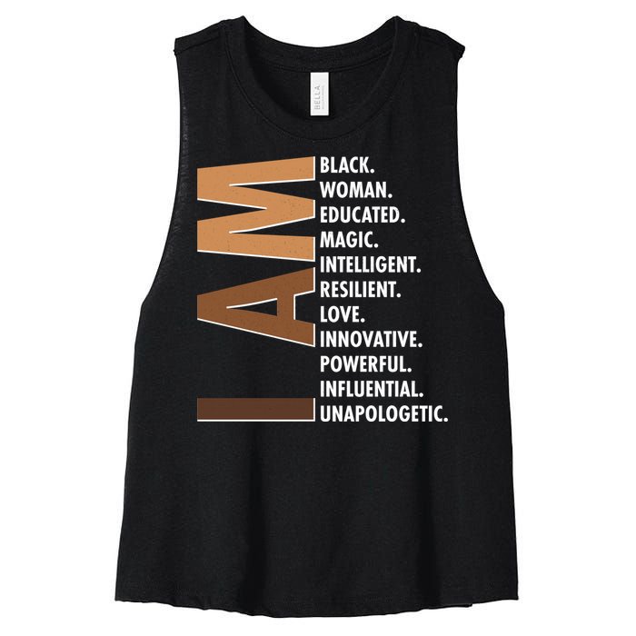 I Am Black Woman Educated Black History Month Women's Racerback Cropped Tank