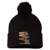 I Am Black Woman Educated Black History Month Pom Pom 12in Knit Beanie