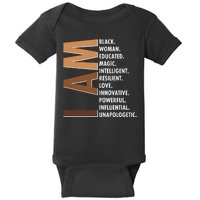 I Am Black Woman Educated Black History Month Baby Bodysuit