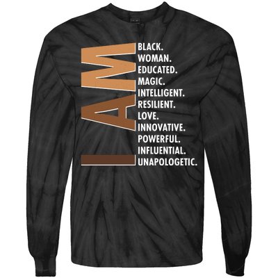 I Am Black Woman Educated Black History Month Tie-Dye Long Sleeve Shirt