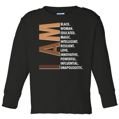 I Am Black Woman Educated Black History Month Toddler Long Sleeve Shirt