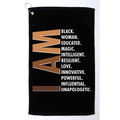 I Am Black Woman Educated Black History Month Platinum Collection Golf Towel