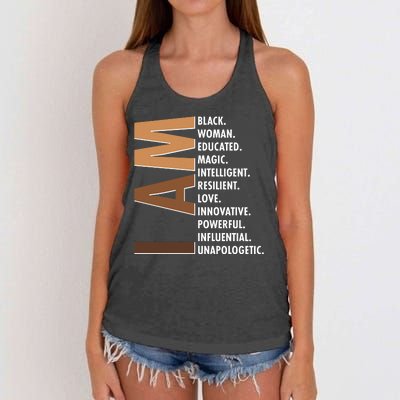 I Am Black Woman Educated Black History Month Women's Knotted Racerback Tank