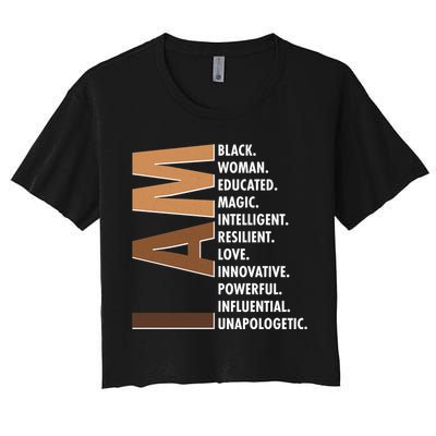 I Am Black Woman Educated Black History Month Women's Crop Top Tee