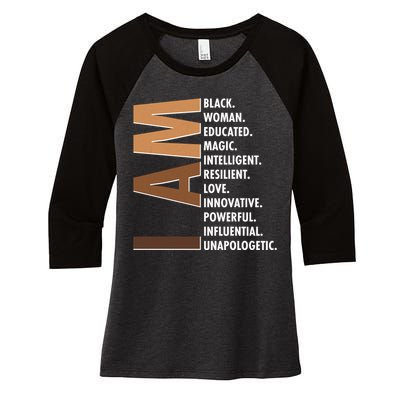 I Am Black Woman Educated Black History Month Women's Tri-Blend 3/4-Sleeve Raglan Shirt