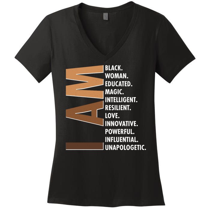 I Am Black Woman Educated Black History Month Women's V-Neck T-Shirt